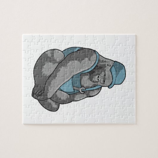 Gorilla als ambachtsman met moersleutel legpuzzel (Horizontaal)