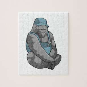 Gorilla als ambachtsman met moersleutel legpuzzel