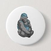 Gorilla als ambachtsman met moersleutel ronde button 7,6 cm (Voorkant)