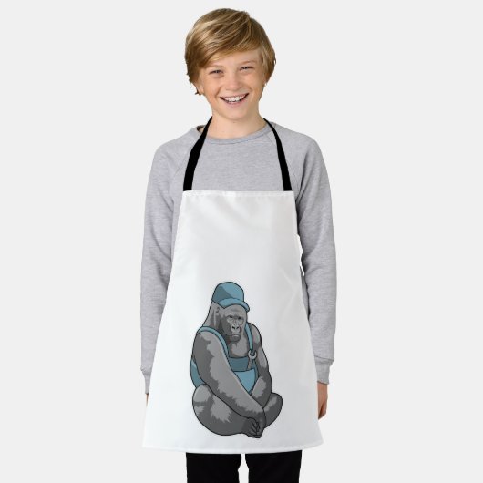 Gorilla als ambachtsman met moersleutel schort (Gedragen)