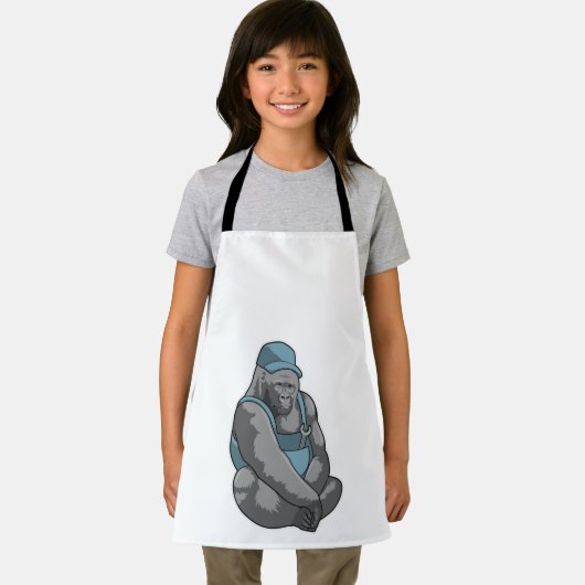 Gorilla als ambachtsman met moersleutel schort (Insitu)