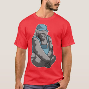 Gorilla als ambachtsman met moersleutel t-shirt