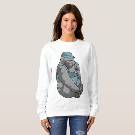 Gorilla als ambachtsman met moersleutel trui (Voorkant volledig)