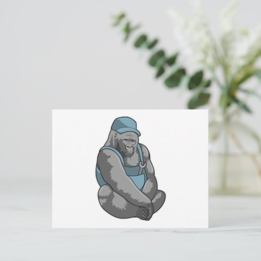 Gorilla als Ambachtsman met Sleutel Briefkaart (Staand voorkant)