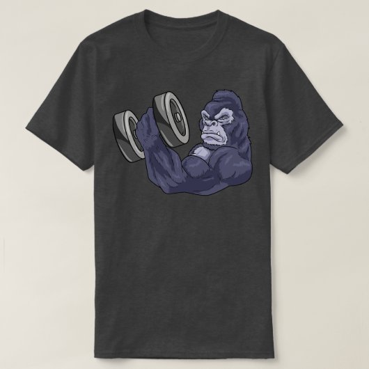 Gorilla als biodybuilder met Barbell T-shirt (Design voorkant)