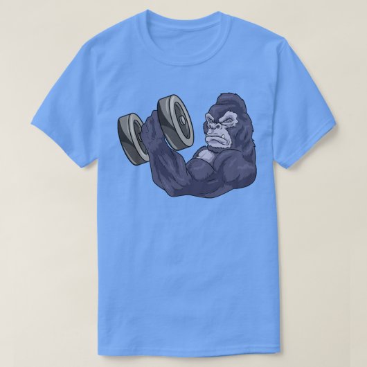 Gorilla als biodybuilder met Barbell T-shirt (Design voorkant)