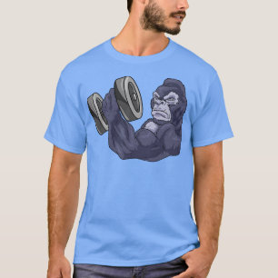 Gorilla als biodybuilder met Barbell T-shirt