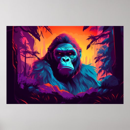 Gorilla Ape Dier Oerwoud Natuur Wilderness Poster (Voorkant)