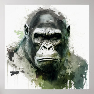Gorilla Ape Dierlijke Schilderij Wildlife Forest Poster