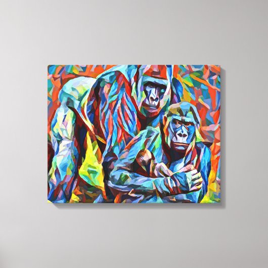 Gorilla Ape Familie Abstracte Dieren Wildlife Art Canvas Afdruk (Voorkant)