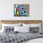 Gorilla Ape Familie Abstracte Dieren Wildlife Art Canvas Afdruk (Insitu (Slaapkamer))