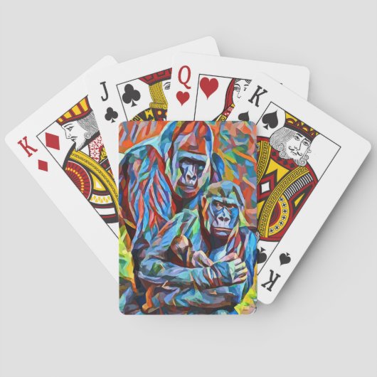 Gorilla Ape Familie Abstracte Dieren Wildlife Art  Pokerkaarten (Achterkant)