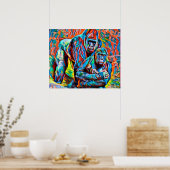 Gorilla Ape Familie Abstracte Dieren Wildlife Art Poster (Keuken)