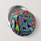 Gorilla Ape Familie Abstracte Dieren Wildlife Art Ronde Button 7,6 Cm (Voorkant /achterkant)