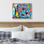 Gorilla Ape Familie Abstracte oerwouden Kunst Canvas Afdruk (Insitu (Slaapkamer))