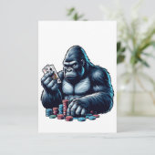 Gorilla Ape Speelkaarten Poker Gokken Casino Bedankkaart (Staand voorkant)