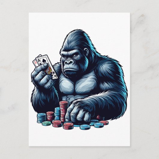 Gorilla Ape Speelkaarten Poker Gokken Casino Briefkaart (Voorkant)