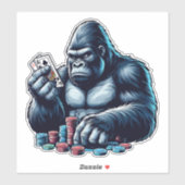 Gorilla Ape Speelkaarten Poker Gokken Casino Sticker (Vel)