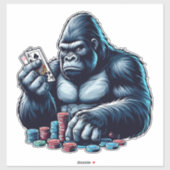 Gorilla Ape Speelkaarten Poker Gokken Casino Sticker (Vel)