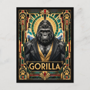 Gorilla, Art Deco-wildlife Briefkaart