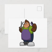 Gorilla as Hairdresser with Scissors & Comb Briefkaart (Voorkant / Achterkant)