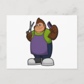 Gorilla as Hairdresser with Scissors & Comb Briefkaart (Voorkant)