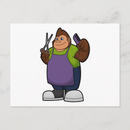 Gorilla as Hairdresser with Scissors & Comb Briefkaart (Voorkant)