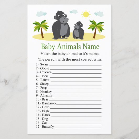 Gorilla Baby Animals Name Game (Voorkant)