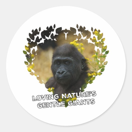 Gorilla Baby - Liefdevolle Natuur's zachte reuzen Ronde Sticker (Voorkant)
