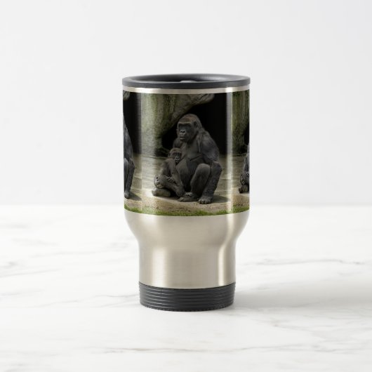 Gorilla baby & mam Hugging Travel Mug Reisbeker (Center)