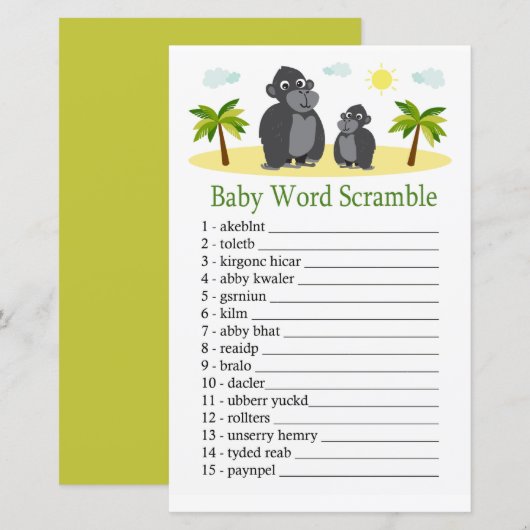 Gorilla Baby word scramble game (Voorkant / Achterkant)