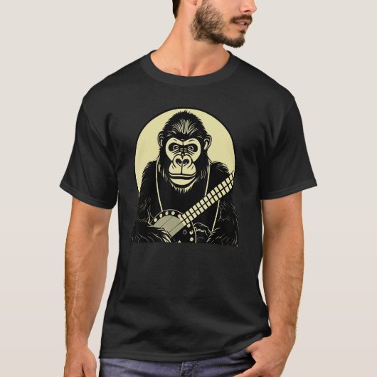 Gorilla Banjo Picker  80 Music Monkey T-shirt (Voorkant)