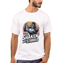 Gorilla-bartender T-shirt 'Shaken Not Stirred'