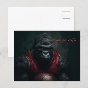 Gorilla basketbalspeler briefkaart