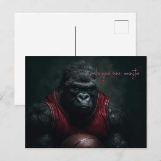 Gorilla basketbalspeler briefkaart (Voorkant / Achterkant)