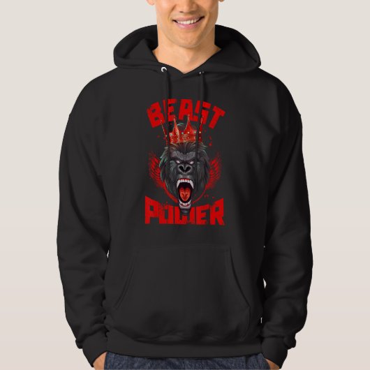 Gorilla Beast Power Workout Gym Motivation Fighter Hoodie (Voorkant)