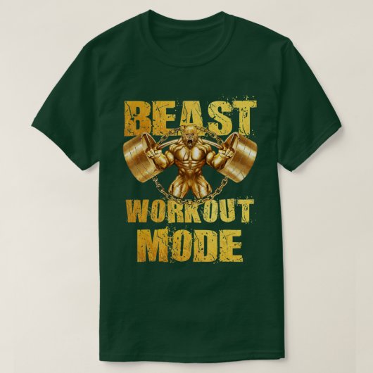 Gorilla Beast Workout Mode Gold Lifting Weights Gy T-shirt (Design voorkant)