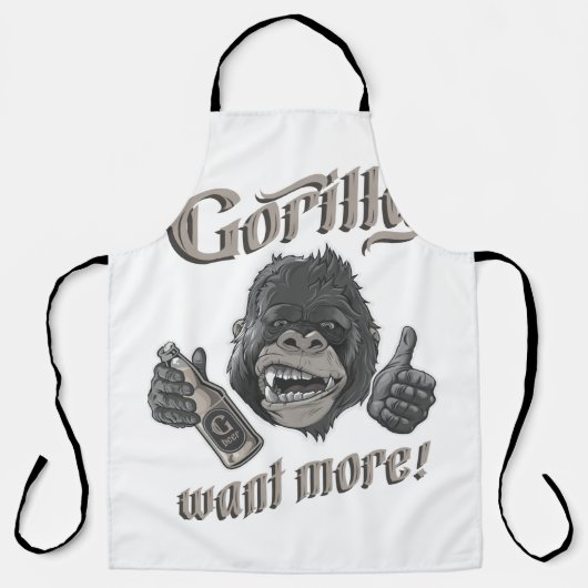 Gorilla Beer White All-over Print Apron Schort (Voorkant)