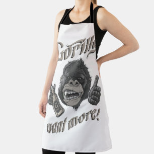 Gorilla Beer White All-over Print Apron Schort
