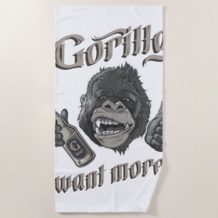 Gorilla Beer White Beach Towel Strandlaken