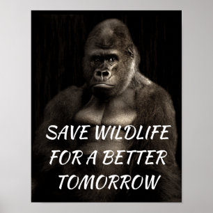 Gorilla, bespaar Wildlife voor een betere toekomst Poster