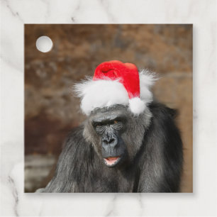 Gorilla Biddy in een feestelijk kerst Pet Bedankjes Labels