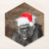 Gorilla Biddy in een feestelijk kerst Pet Kartonnen Onderzetters (Voorkant)