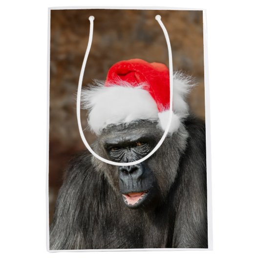 Gorilla Biddy in een feestelijk kerst Pet Medium Cadeauzakje (Voorkant)