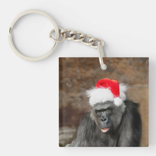 Gorilla Biddy in een feestelijk kerst Pet Sleutelhanger (voorkant)