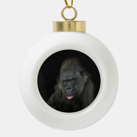 Gorilla Biddy Keramische Bal Ornament (Voorkant)