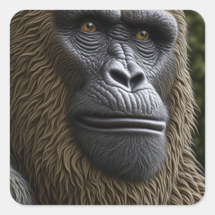 Gorilla, Bigfoot of Sasquatch Close-up van gezicht Vierkante Sticker