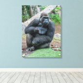 Gorilla bij de dierentuin uitzicht canvas print (Insitu (Houten vloer))