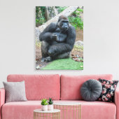 Gorilla bij de dierentuin uitzicht canvas print (Insitu (Woonkamer))