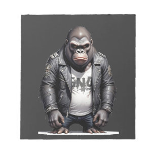 Gorilla Biker Rebel in Leather Jacket Cool Style Notitieblok